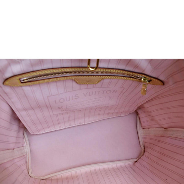 LOUIS VUITTON Neverfull MM Tahitienne Damier Azur Shoulder Bag Pink