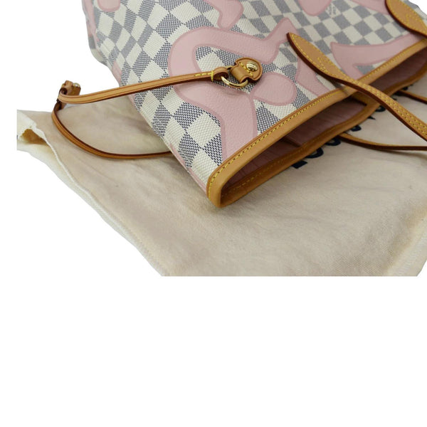 LOUIS VUITTON Neverfull MM Tahitienne Damier Azur Shoulder Bag Pink