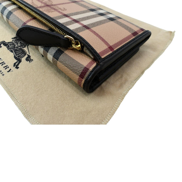 BURBERRY Continental Haymarket Check Leather Wallet Dark Brown