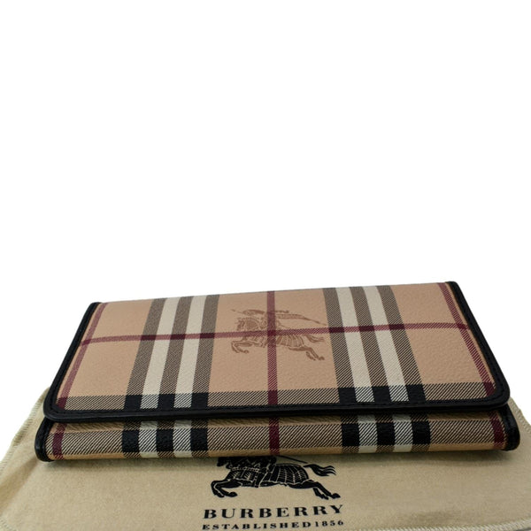 BURBERRY Continental Haymarket Check Leather Wallet Dark Brown