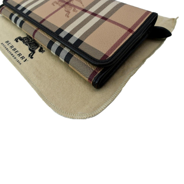 BURBERRY Continental Haymarket Check Leather Wallet Dark Brown