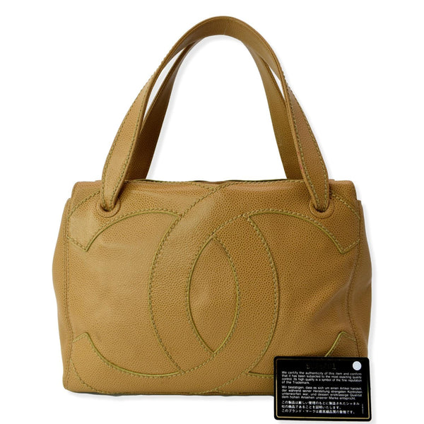 CHANEL CC Wild Stitch Caviar Leather Satchel Bag Tan