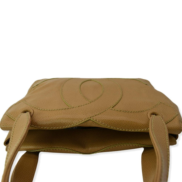 CHANEL CC Wild Stitch Caviar Leather Satchel Bag Tan