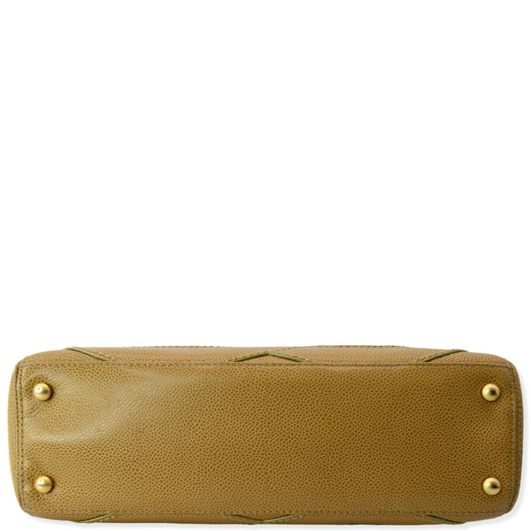 CHANEL CC Wild Stitch Caviar Leather Satchel Bag Tan