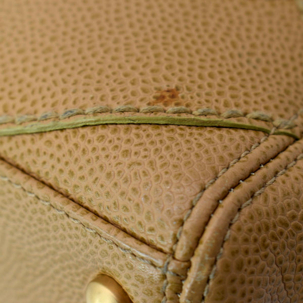 CHANEL CC Wild Stitch Caviar Leather Satchel Bag Tan