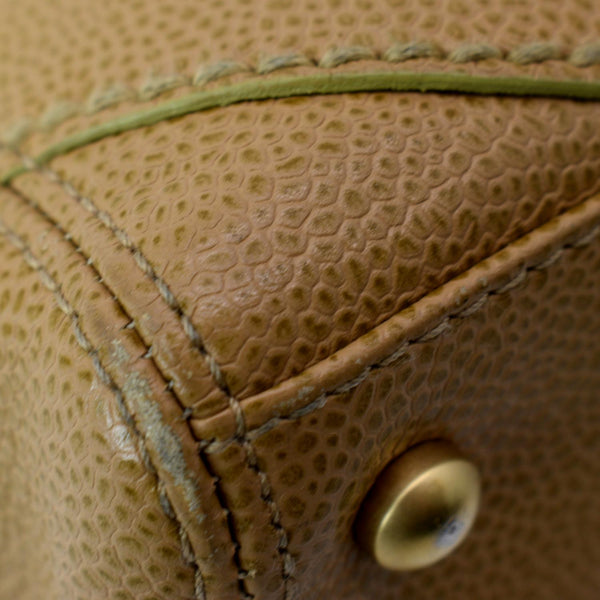 CHANEL CC Wild Stitch Caviar Leather Satchel Bag Tan