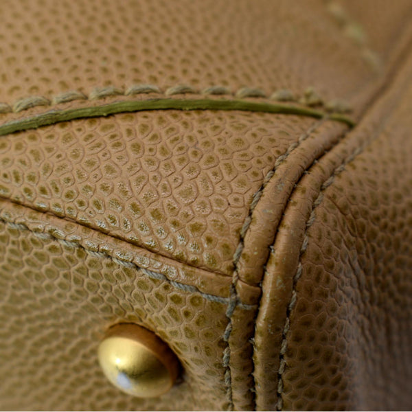 CHANEL CC Wild Stitch Caviar Leather Satchel Bag Tan