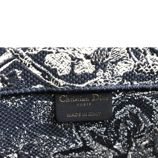 CHRISTIAN DIOR Book Medium Toile De Jouy Reverse Embroidery Tote Bag Blue