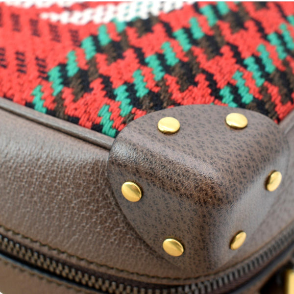 GUCCI Houndstooth Stripe Interlocking G Trunk Shoulder Bag Red 626363