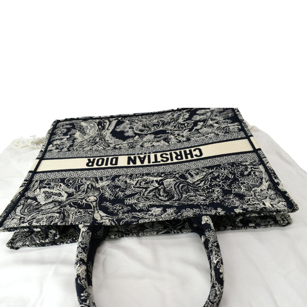 CHRISTIAN DIOR Book Medium Toile De Jouy Reverse Embroidery Tote Bag Blue