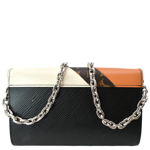 LOUIS VUITTON Twist Color Block Monogram Leather Chain Clutch Black