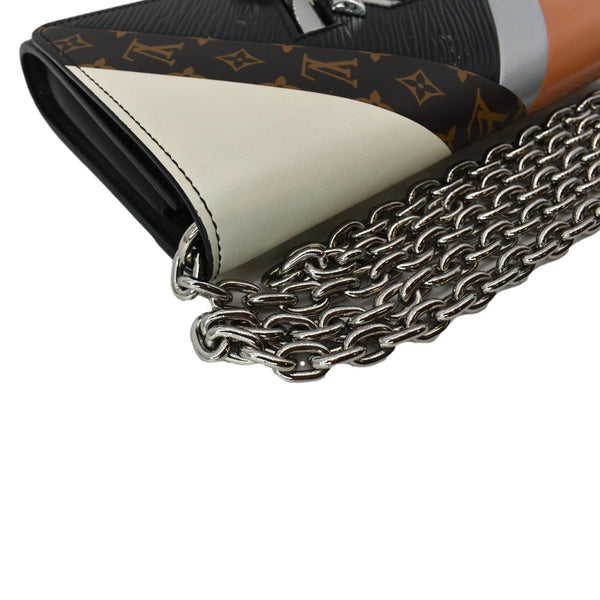 LOUIS VUITTON Twist Color Block Monogram Leather Chain Clutch Black