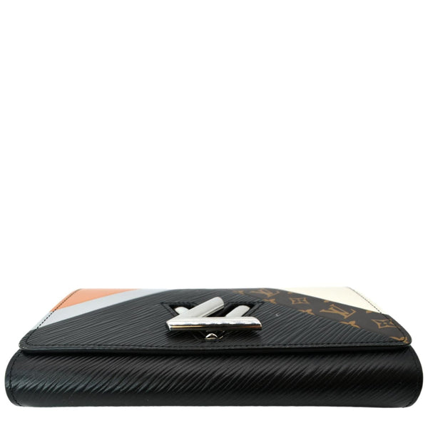 LOUIS VUITTON Twist Color Block Monogram Leather Chain Clutch Black