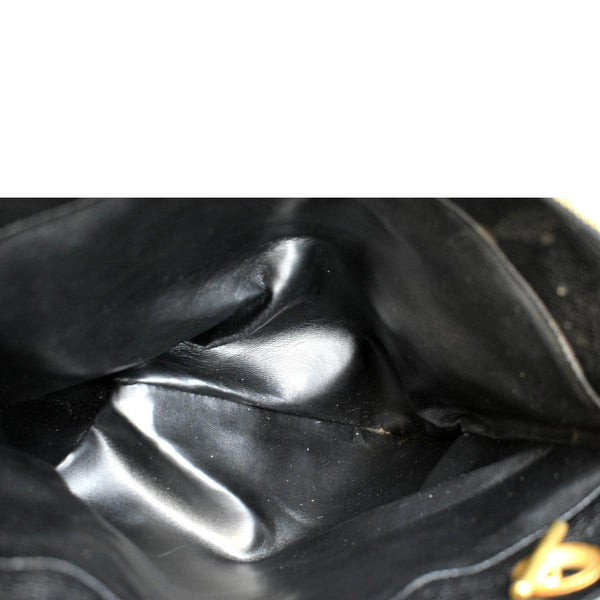 CHANEL Vintage Front Pocket Caviar Leather Shoulder Bag Black