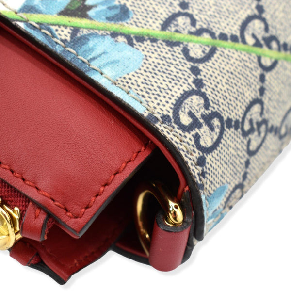 GUCCI Blooms GG Floral Supreme Canvas Leather Satchel Bag Red 409534