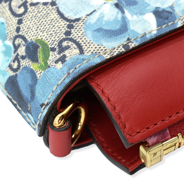 GUCCI Blooms GG Floral Supreme Canvas Leather Satchel Bag Red 409534