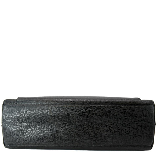 CHANEL Vintage Front Pocket Caviar Leather Shoulder Bag Black