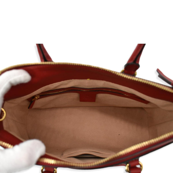 GUCCI Blooms GG Floral Supreme Canvas Leather Satchel Bag Red 409534