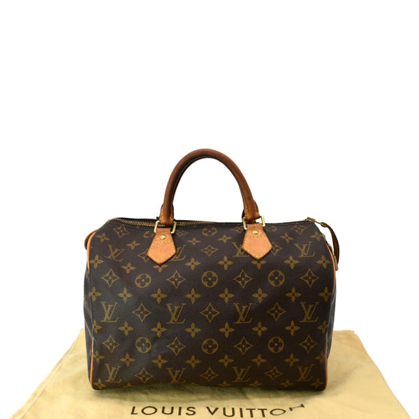LOUIS VUITTON Speedy 30 Monogram Canvas Satchel Bag Brown