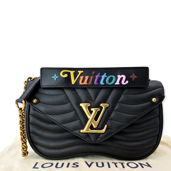 LOUIS VUITTON New Wave Chain MM Calfskin Leather Shoulder Bag Black