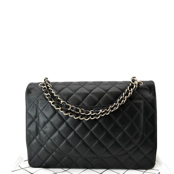 CHANEL Maxi Classic Flap Caviar Leather Shoulder Bag Black