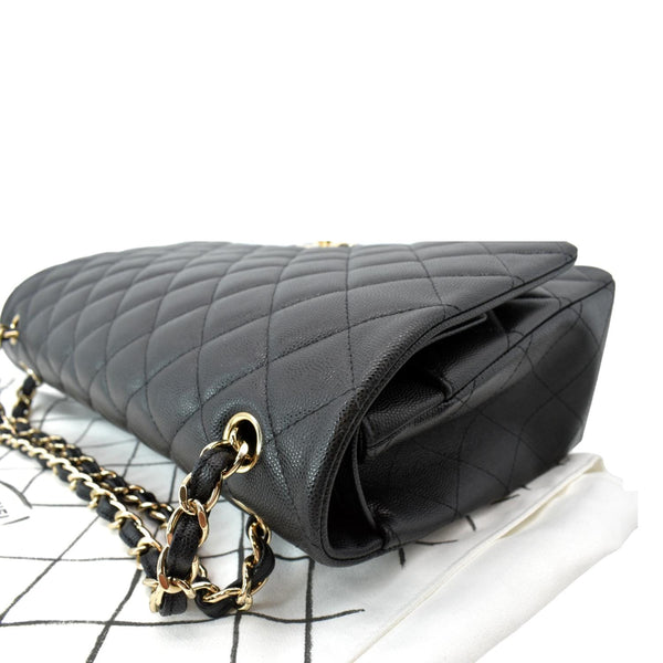 CHANEL Maxi Classic Flap Caviar Leather Shoulder Bag Black