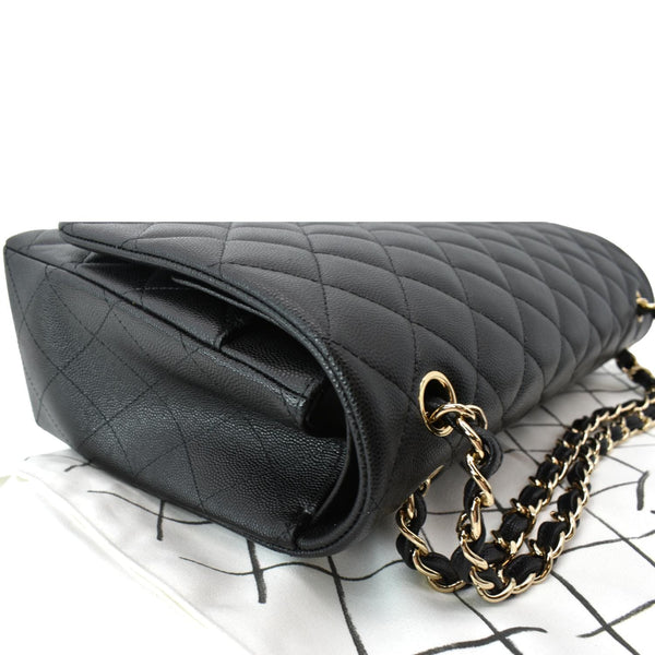 CHANEL Maxi Classic Flap Caviar Leather Shoulder Bag Black