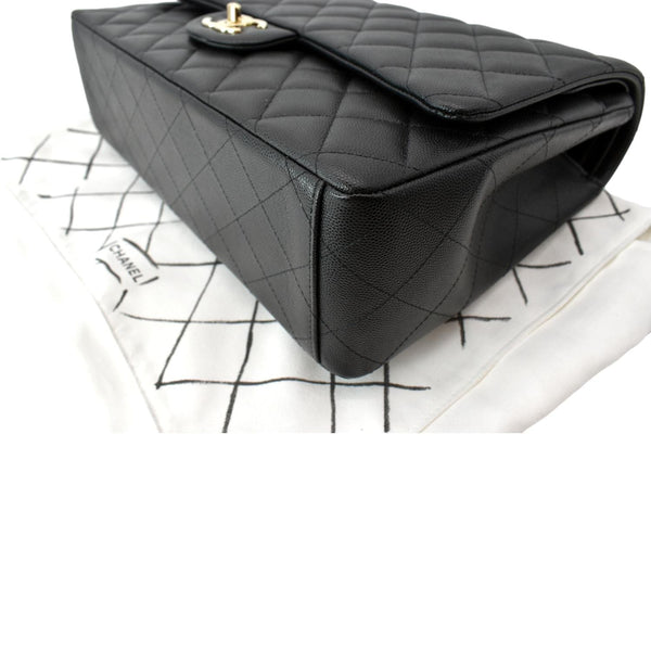 CHANEL Maxi Classic Flap Caviar Leather Shoulder Bag Black