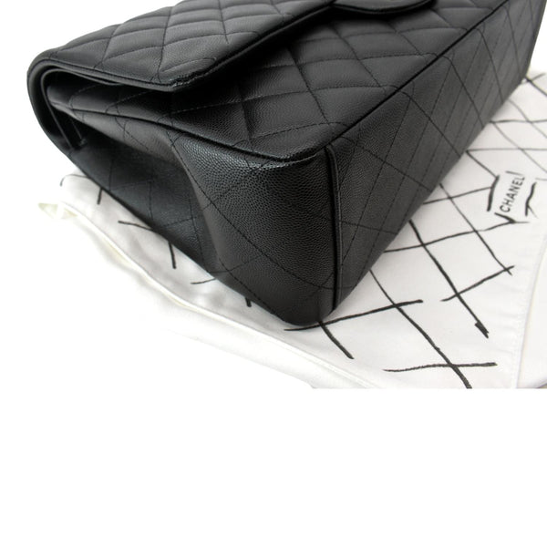 CHANEL Maxi Classic Flap Caviar Leather Shoulder Bag Black