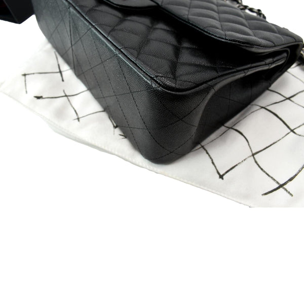 CHANEL Classic Double Flap Caviar Leather Shoulder Bag Black