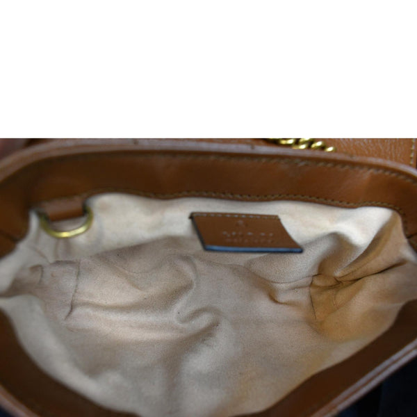 GUCCI GG Marmont Super Mini Leather Crossbody Bag Brown 476433