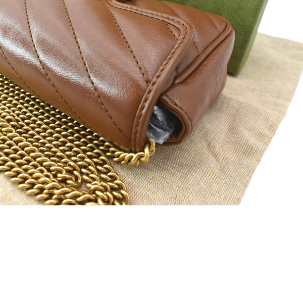GUCCI GG Marmont Super Mini Leather Crossbody Bag Brown 476433