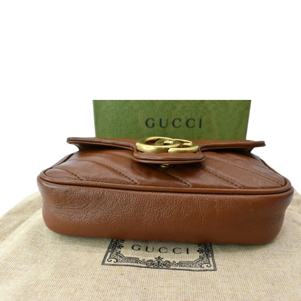 GUCCI GG Marmont Super Mini Leather Crossbody Bag Brown 476433