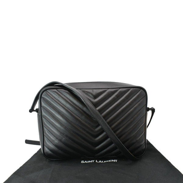 YVES SAINT LAURENT Lou Chevron Leather Camera Crossbody Bag Black