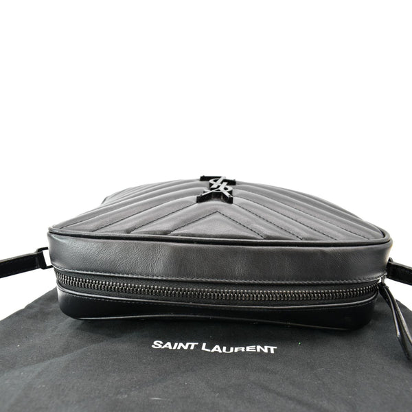 YVES SAINT LAURENT Lou Chevron Leather Camera Crossbody Bag Black