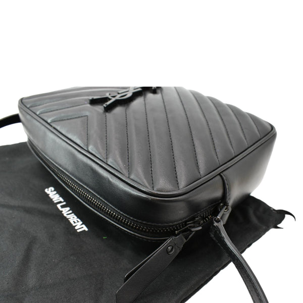 YVES SAINT LAURENT Lou Chevron Leather Camera Crossbody Bag Black