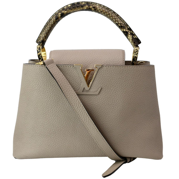 LOUIS VUITTON Capucines MM Taurillon Python Leather Satchel Bag Galet - Hot Deals