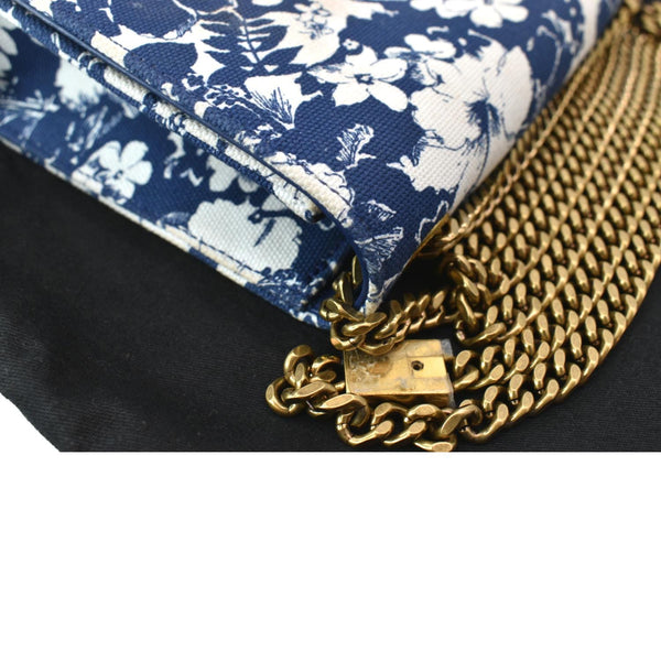 YVES SAINT LAURENT Kate Floral Print Canvas Shoulder Bag Blue