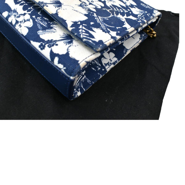 YVES SAINT LAURENT Kate Floral Print Canvas Shoulder Bag Blue