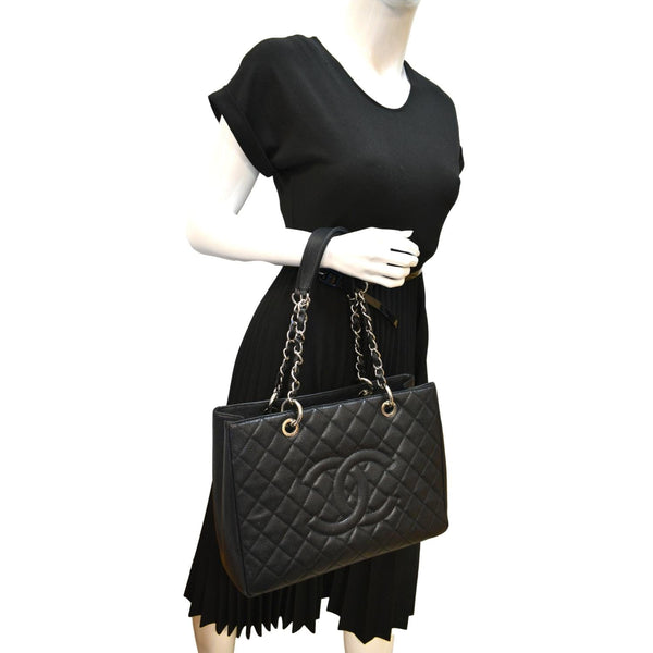 CHANEL Grand Shopping GST Caviar Leather Tote Bag Black