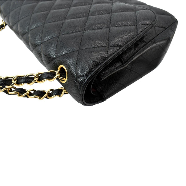 CHANEL Classic Double Flap Caviar Leather Shoulder Bag Black