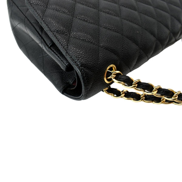 CHANEL Classic Double Flap Caviar Leather Shoulder Bag Black