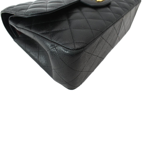 CHANEL Classic Double Flap Caviar Leather Shoulder Bag Black