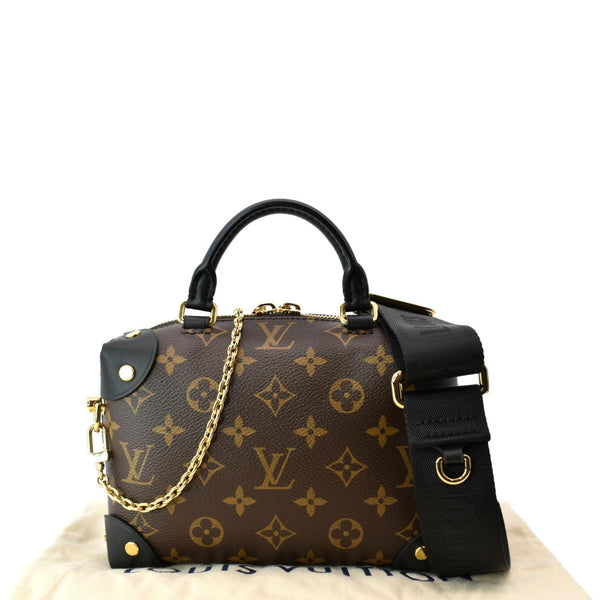 LOUIS VUITTON Petite Malle Souple Monogram Canvas Shoulder Bag Black