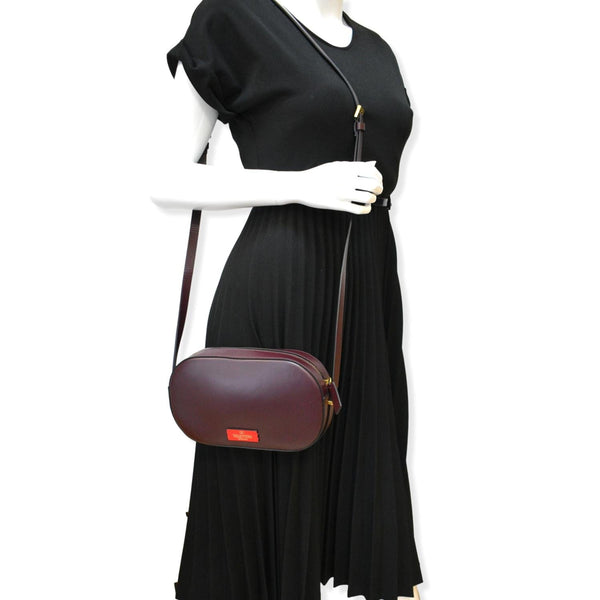 VALENTINO Garavani Vlogo Walk Leather Crossbody Bag Red