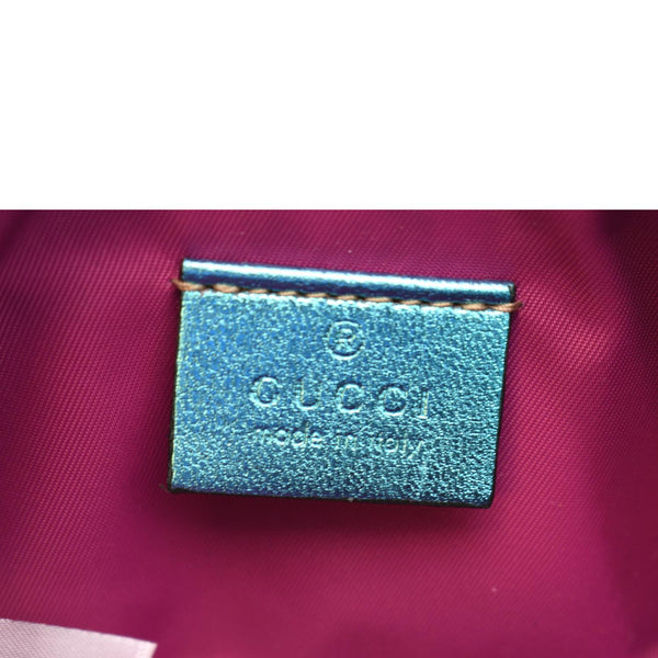 Gucci Kid's Glitter Butterfly Leather Shoulder Bag Metallic Blue 648809