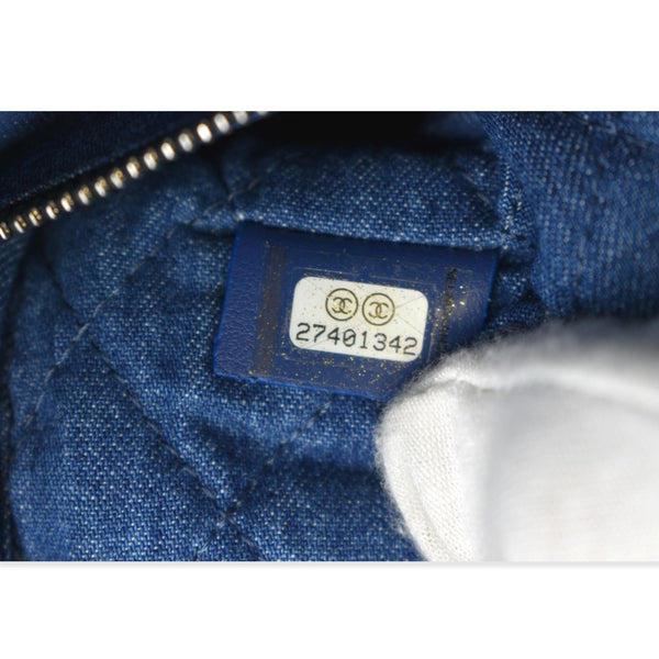 CHANEL Quilted Denim O Case Medium Pouch Blue