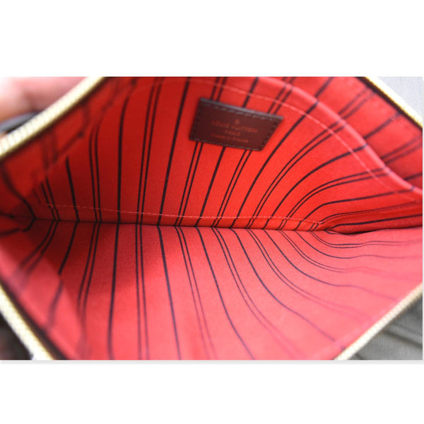 LOUIS VUITTON Neverfull Damier Ebene Pochette Wristlet Pouch Brown