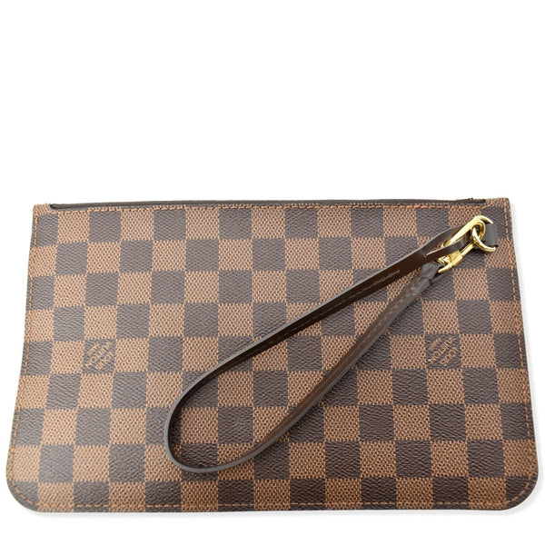 LOUIS VUITTON Neverfull Damier Ebene Pochette Wristlet Pouch Brown