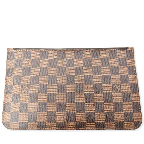 LOUIS VUITTON Neverfull Damier Ebene Pochette Wristlet Pouch Brown